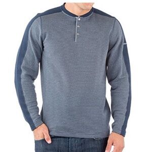 Avalanche Outdoor Blue Gray Pullover Waffle Knit Thermal Henley Shirt Mens 2XL